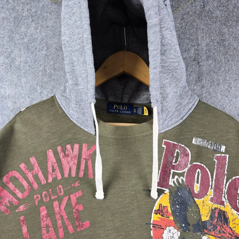 Polo Ralph Lauren Sportsman Country Hoodie Mens XL Green Graphic Wildlife